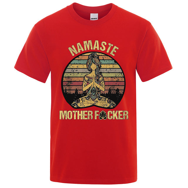 Vintage Namaste Cotton T-shirt Red Tee - Tophatter Daily Deals