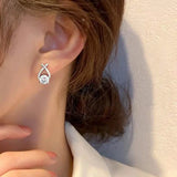 Vintage Style Stud Earrings - Embellished with Rhinestones, Cross Line Design Earrings - Tophatter Daily Deals