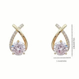 Vintage Style Stud Earrings - Embellished with Rhinestones, Cross Line Design Earrings - Tophatter Daily Deals