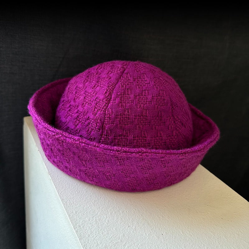 Vintage Tweed Berets Sailor Hat Purple Cap - Tophatter Daily Deals
