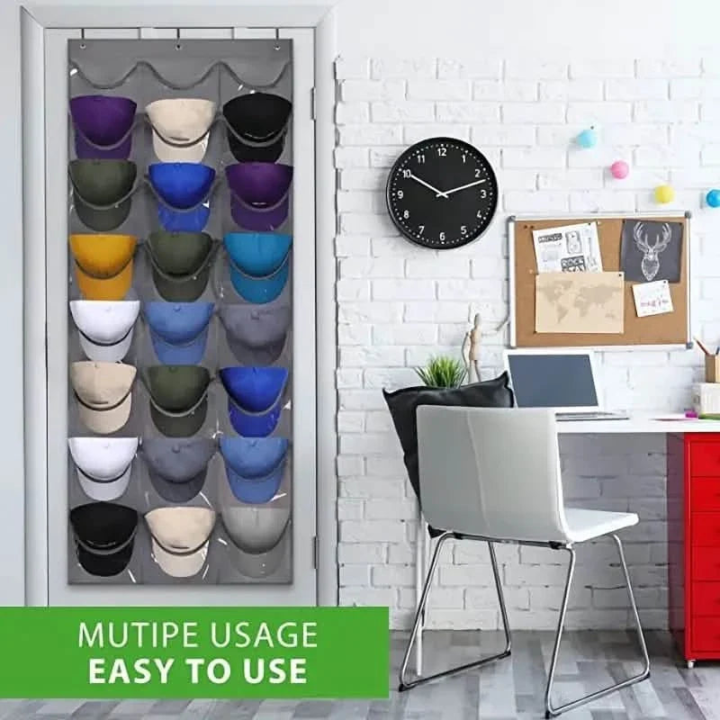 Visible Baseball Hat Rack for Wall Door with 3 Hooks 24 Deep Pockets Storage & Organization - Tophatter Daily Deals