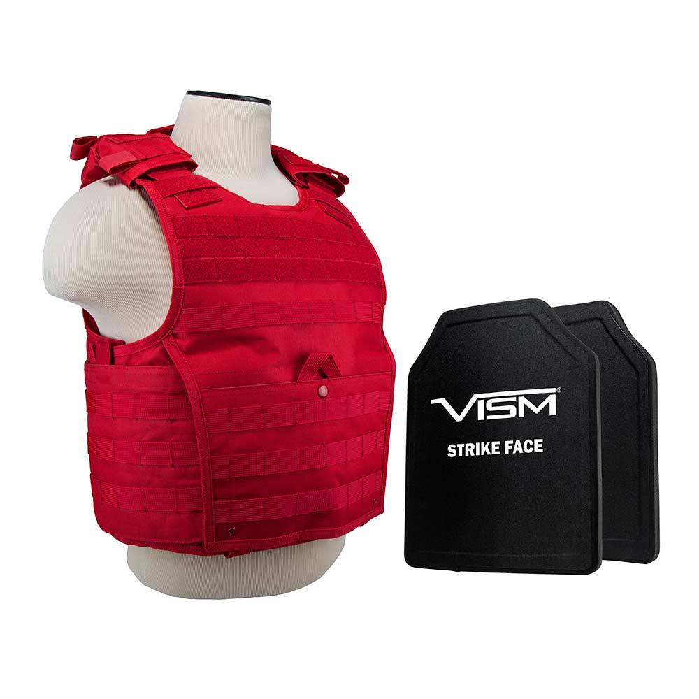 Expert (Size Med-2xl) Red Plate Carrier Vest 2) 10 x 12" Shooters Cut Hard Panels Bulletproof - Tophatter Daily Deals
