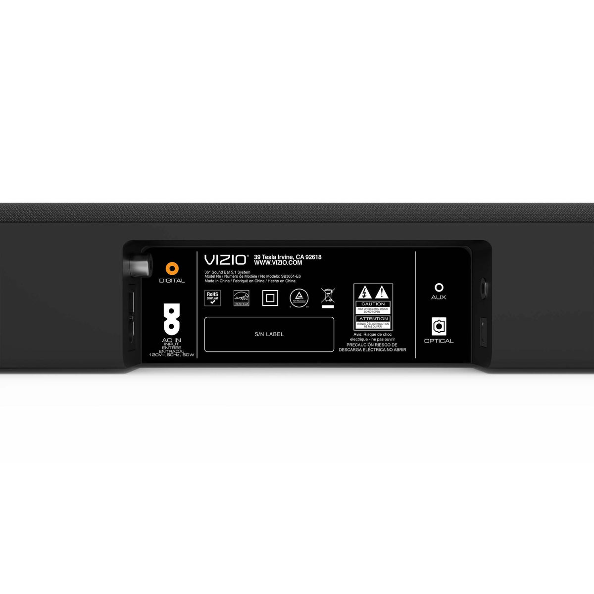VIZIO SmartCast 5.1 Channel Wireless Soundbar SB3651-E6 (Refurbished) Speakers - Tophatter Daily Deals