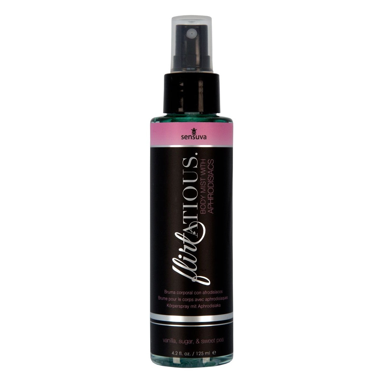 Flirtatious Pheromone Body Mist 4.2 oz in Vanilla, Sugar, & Sweet Pea Pheromone Body Spray - Tophatter Daily Deals