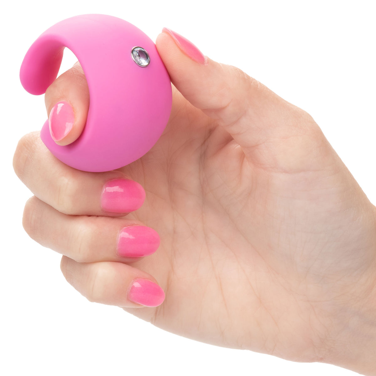 LuvMor "O"s Pink Mini Curved Massager with 10 Speeds, Liquid Silicone, Rechargeable, Waterproof > Vibrators > Finger Vibrators - Tophatter Daily Deals