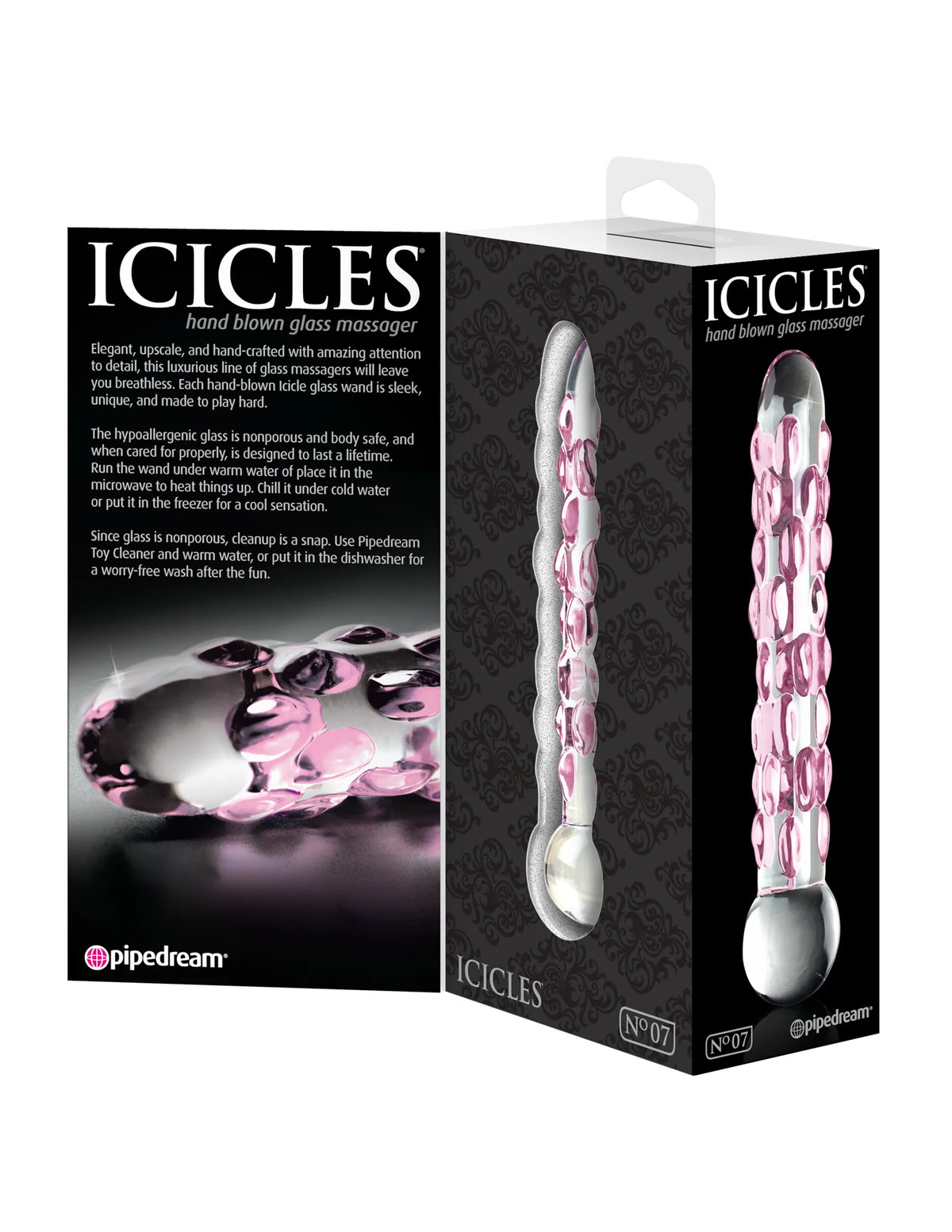 Icicles No. 7 (Clear/Pink) – Luxury Hand-Blown Glass Massager > Glass > Dildos - Tophatter Daily Deals