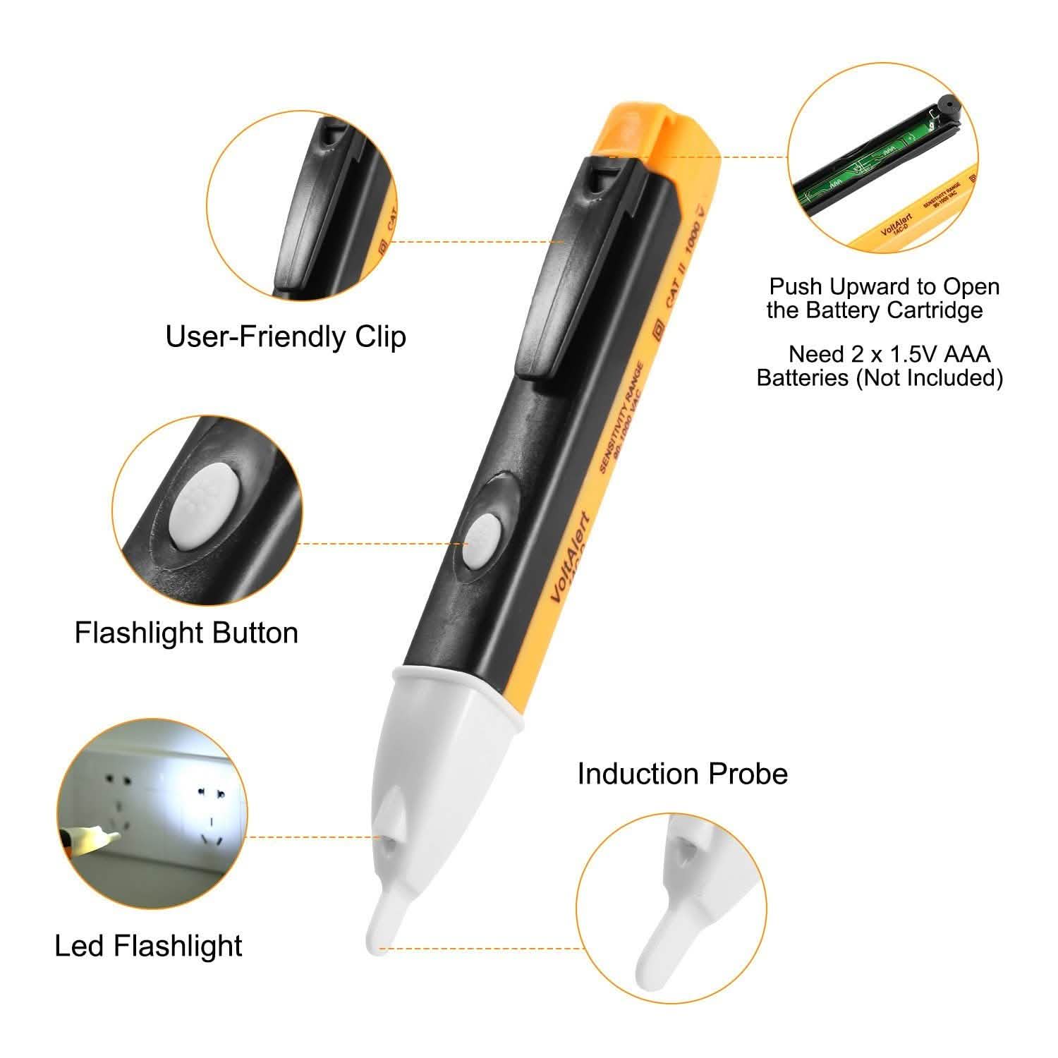 Voltage Tester Detector Pen Non-Contact with Flashlight Home Improvement - Tophatter Daily Deals