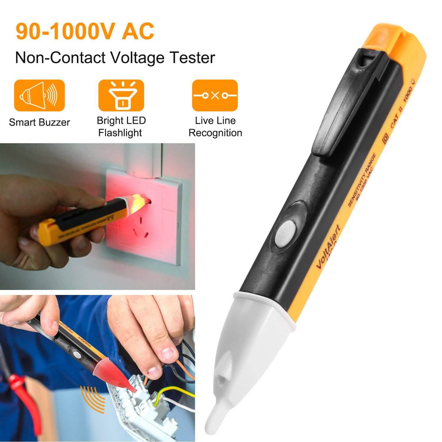Voltage Tester Detector Pen Non-Contact with Flashlight Home Improvement - Tophatter Daily Deals