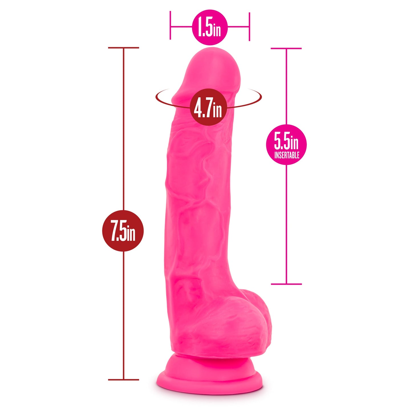Ruse Hypnotize Hot Pink Dildo 7.5 Inch Length 1.5 Inch Width > Dildos > Realistic Dildos - Tophatter Daily Deals