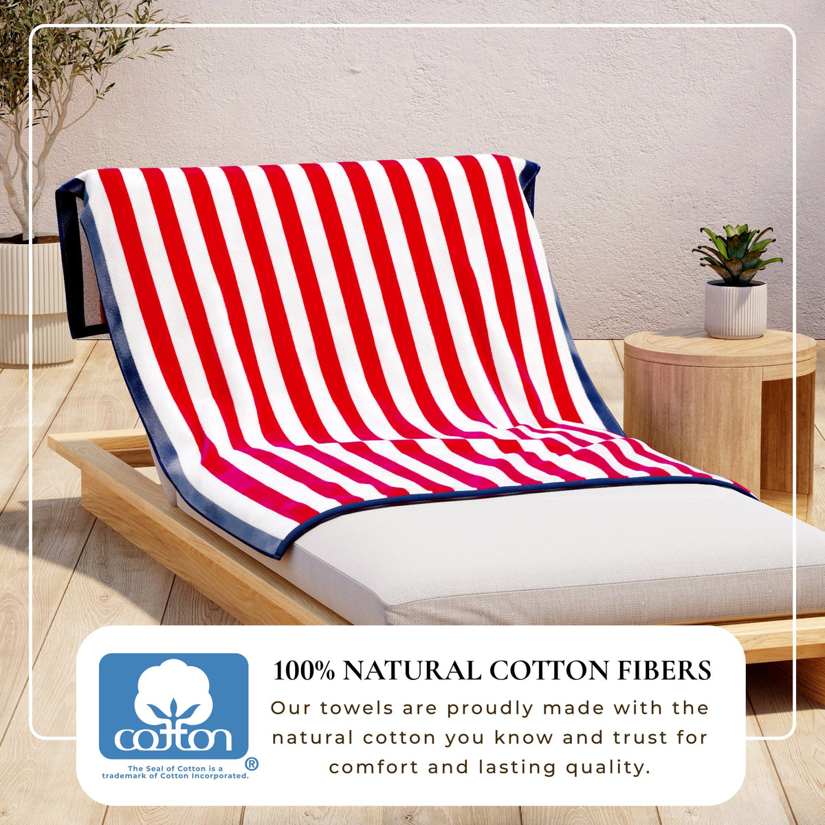 Oversized Striped Border Cabana Beach Towel - Santa Cruz Bath - Tophatter Daily Deals