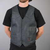 Hot Leathers Men's Heavyweight Leather Vest w/ Side Laces Leather Vest - Tophatter Daily Deals