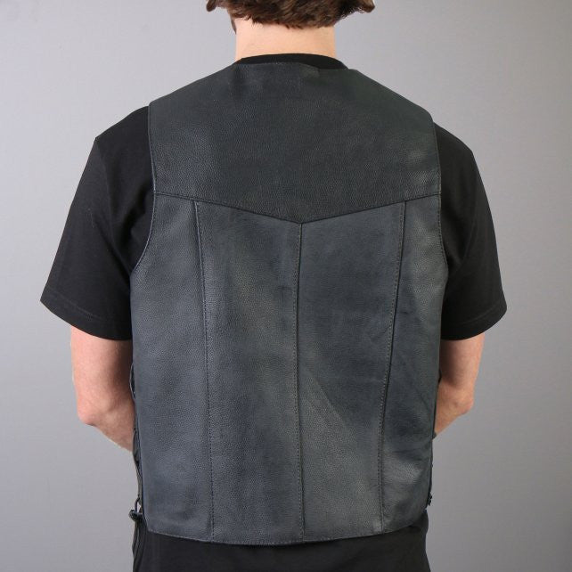 Hot Leathers Men's Heavyweight Leather Vest w/ Side Laces Leather Vest - Tophatter Daily Deals