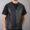 Hot Leathers Men's Concealed Carry Leather Vest w/ Solid Back Leather Vest - Tophatter Daily Deals