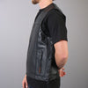 Hot Leathers Men's Concealed Carry Leather Vest w/ Solid Back Leather Vest - Tophatter Daily Deals