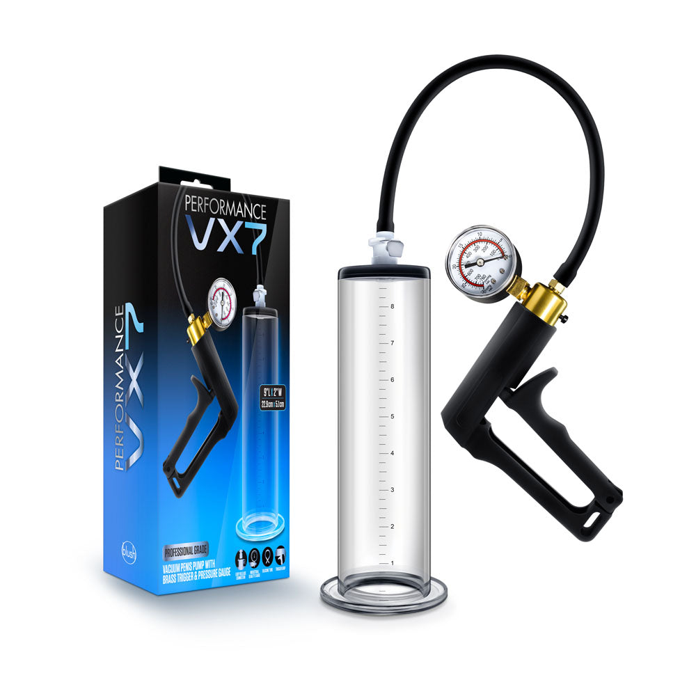 Blush Performance VX7 Vacuum Penis Pump with Brass Trigger and Pressure Gauge – Clear Penis Pump > Pumps > Penis Pumps Performance - Tophatter Daily Deals