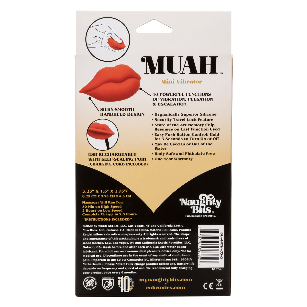 Naughty Bits MUAH Mini Red Lip-Shaped Silicone Vibrator 3.25 Inches Waterproof > Vibrators > Standard Vibrators - Tophatter Daily Deals