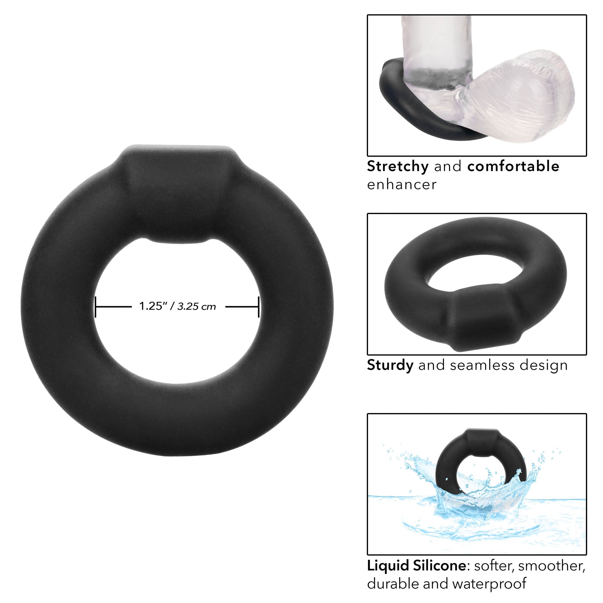 Alpha Liquid Silicone Optimum Ring Ultra Stretchy Black Size Medium > Cock Ring > Single - Tophatter Daily Deals