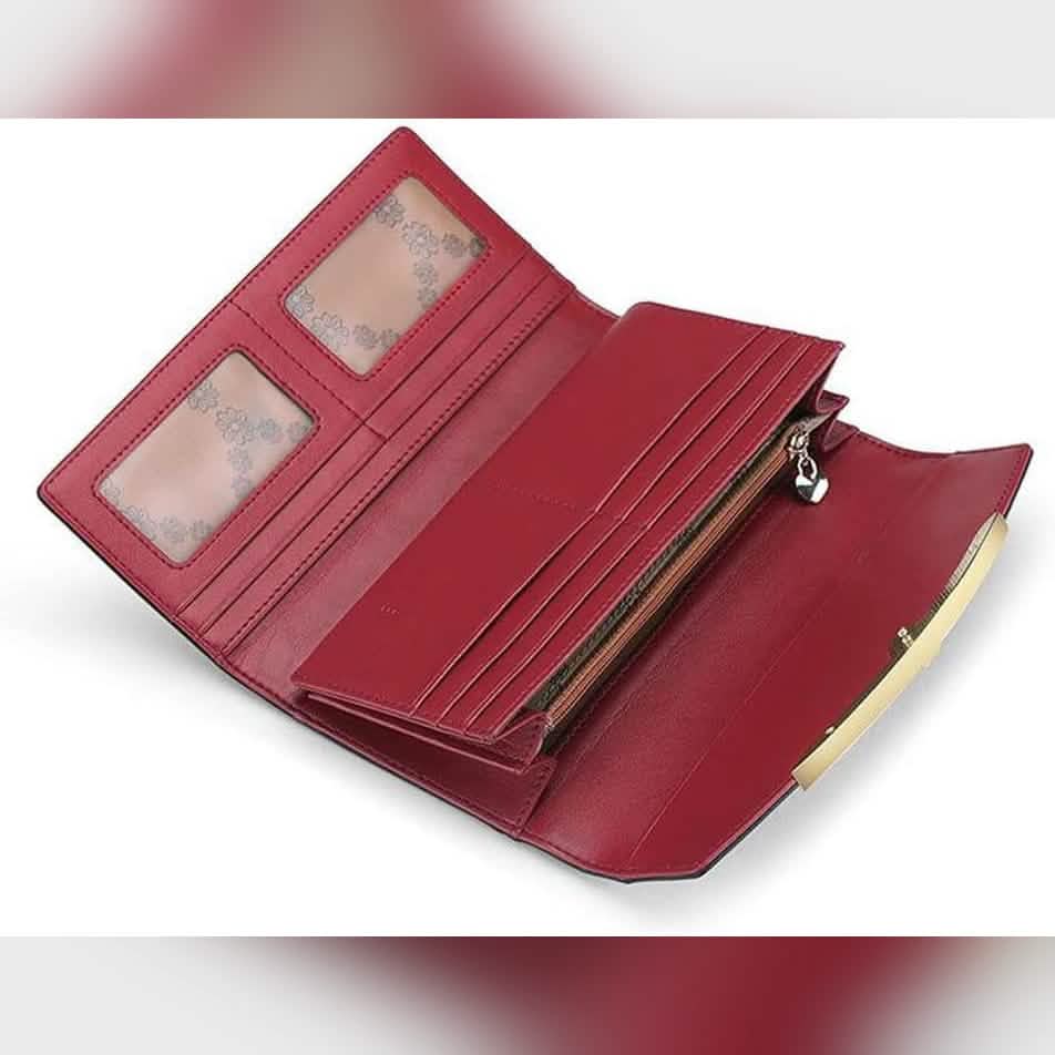 Patent Leather Long Wallet with Ring Clasp and Embossed Circles Handbags & Wallets - Tophatter Daily Deals