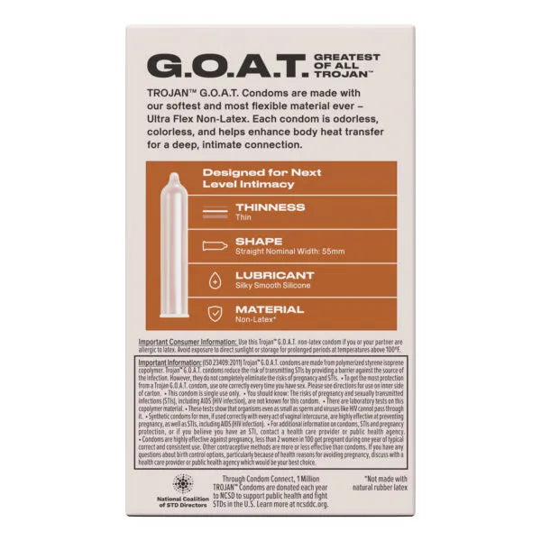 Trojan G.O.A.T. Non-Latex Condoms – Soft Flexible Condoms 10 Pack > Essentials > Condoms - Tophatter Daily Deals