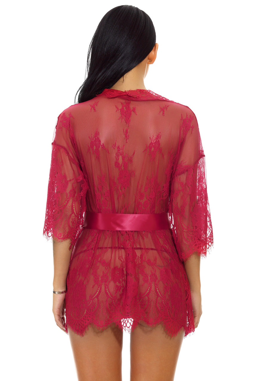 Eyelash Lace and Mesh Robe Women's Lingerie - Tophatter Daily Deals