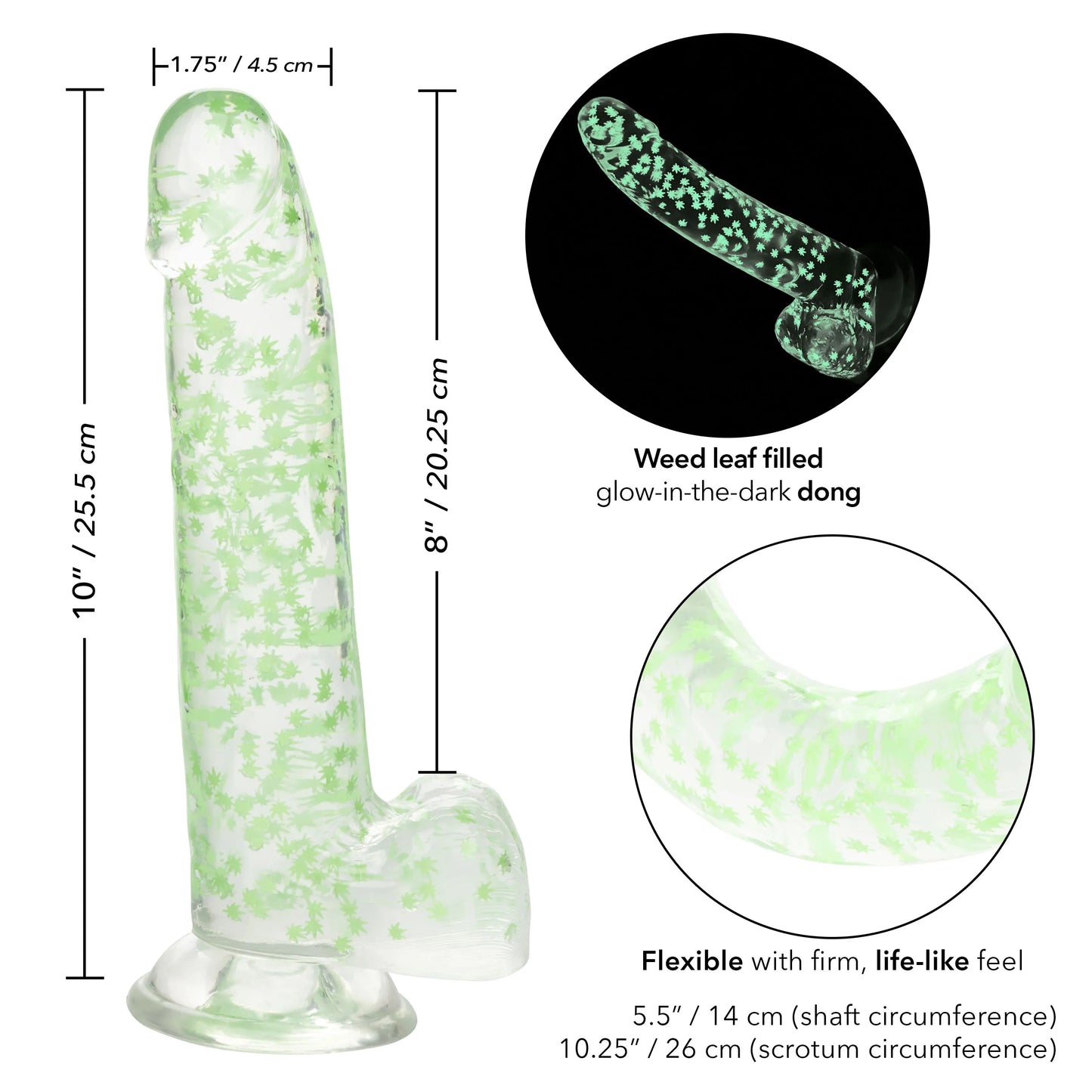 Naughty Bits I Leaf Dick – Glow-in-the-Dark 8 Inch Dildo > Dildos > Realistic Dildos - Tophatter Daily Deals
