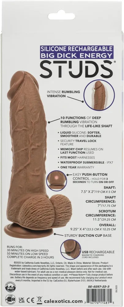 Big Dick Energy Studs – 7.5" Rechargeable Silicone Hands-Free Vibrator > Vibrators > Realistic Vibrators - Tophatter Daily Deals