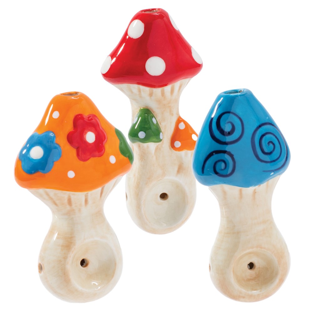 Wacky Bowlz Ceramic Hand Pipe | Patterned Mushroom Hand Pipes - Tophatter Daily Deals