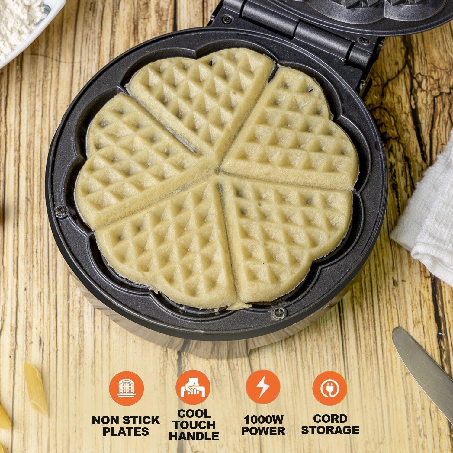 Waffle Maker Machine – Bubble & Heart Shaped Belgian Waffle Iron for Delicious Treats (1000W Non-Stick) Heart Shape Electronic - Tophatter Daily Deals