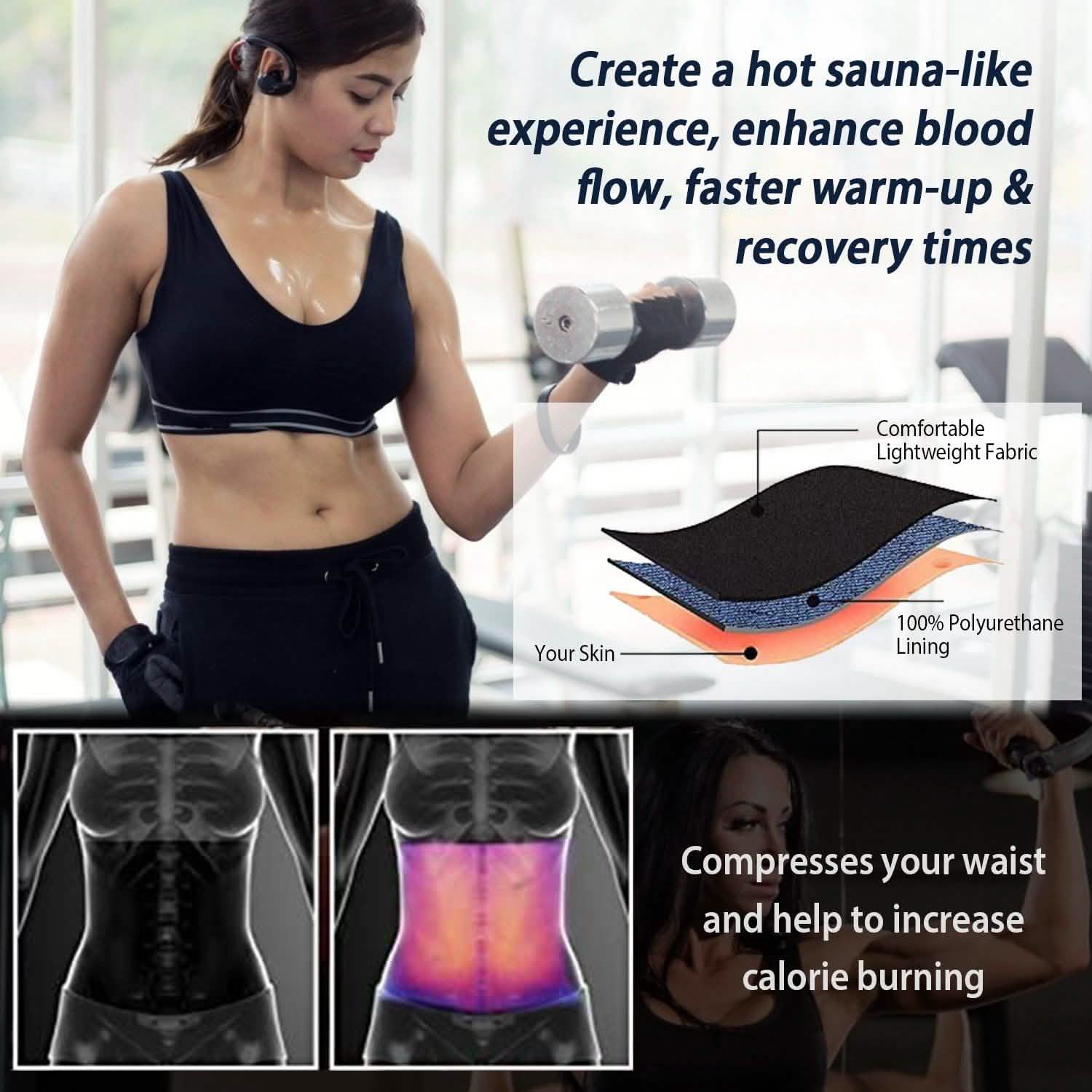 Waist Trimmer Women Sauna Sweat Wraps Waist Slimming Trainer Belt Fitness & Exercise - Tophatter Daily Deals