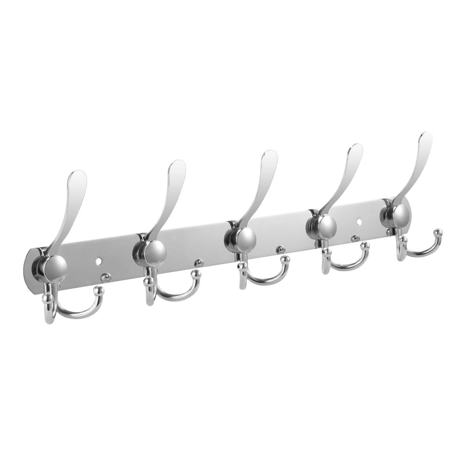 Wall Mount Coat 15 Hooks Stainless Steel Clothes Hanger Rack Storage & Organization - Tophatter Daily Deals