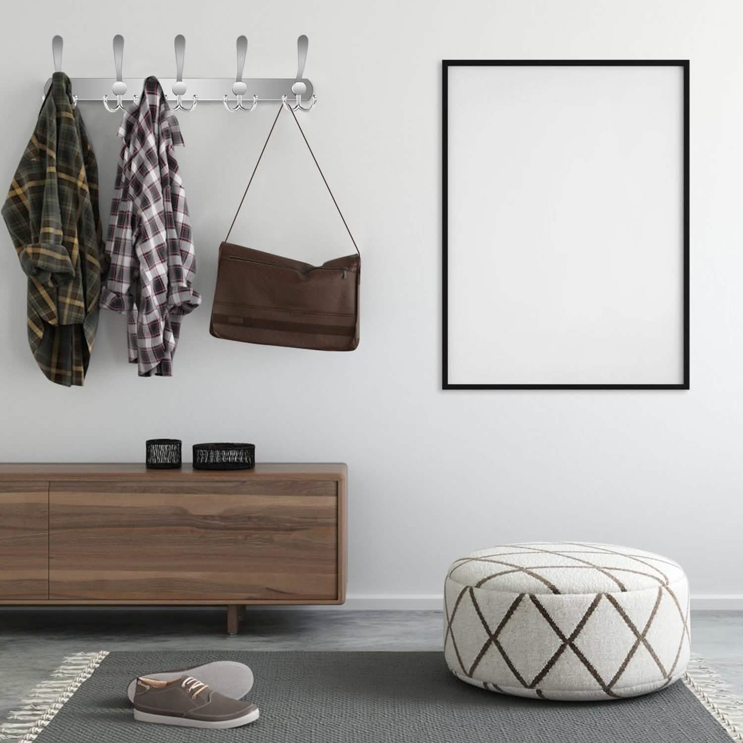 Wall Mount Coat 15 Hooks Stainless Steel Clothes Hanger Rack Storage & Organization - Tophatter Daily Deals