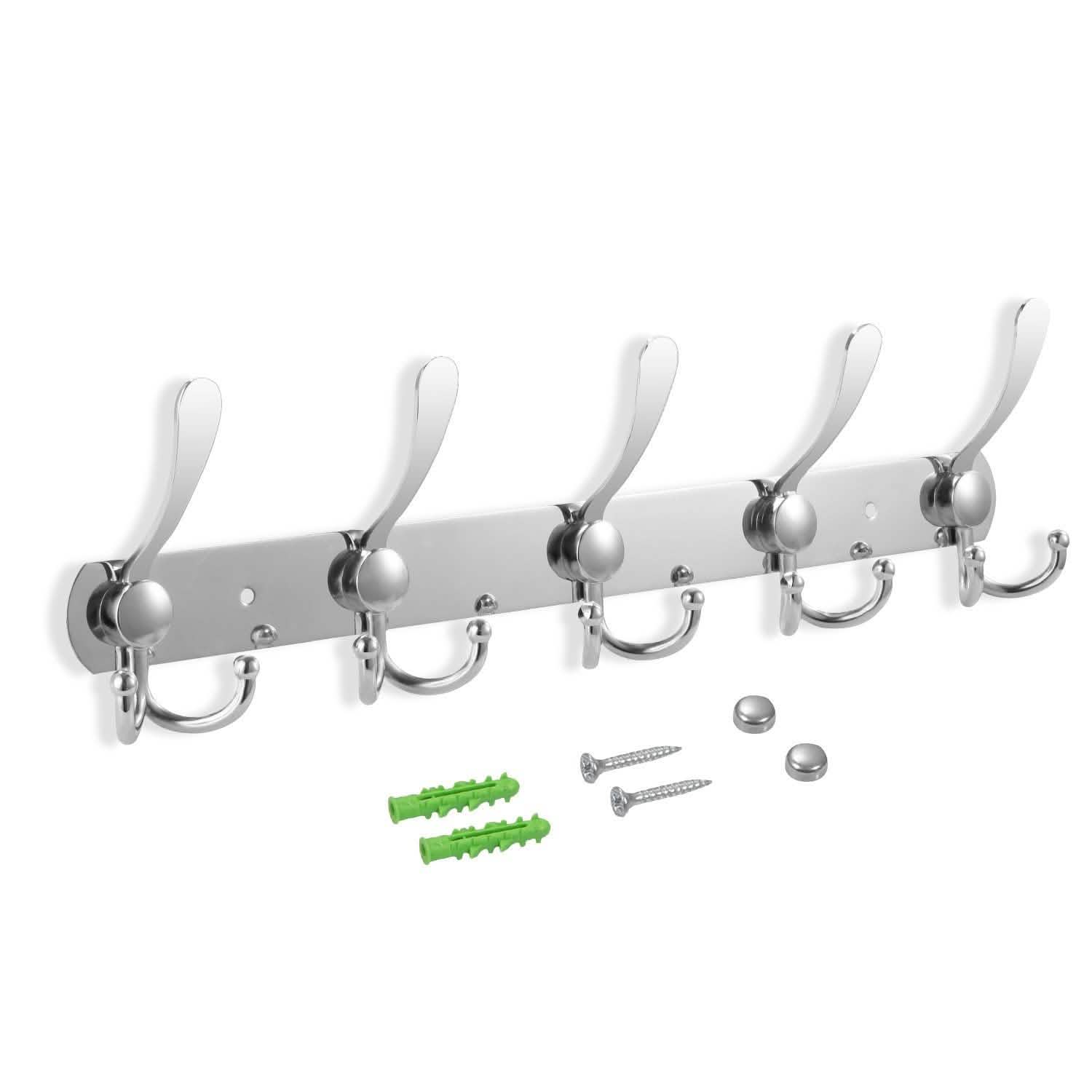 Wall Mount Coat 15 Hooks Stainless Steel Clothes Hanger Rack Storage & Organization - Tophatter Daily Deals