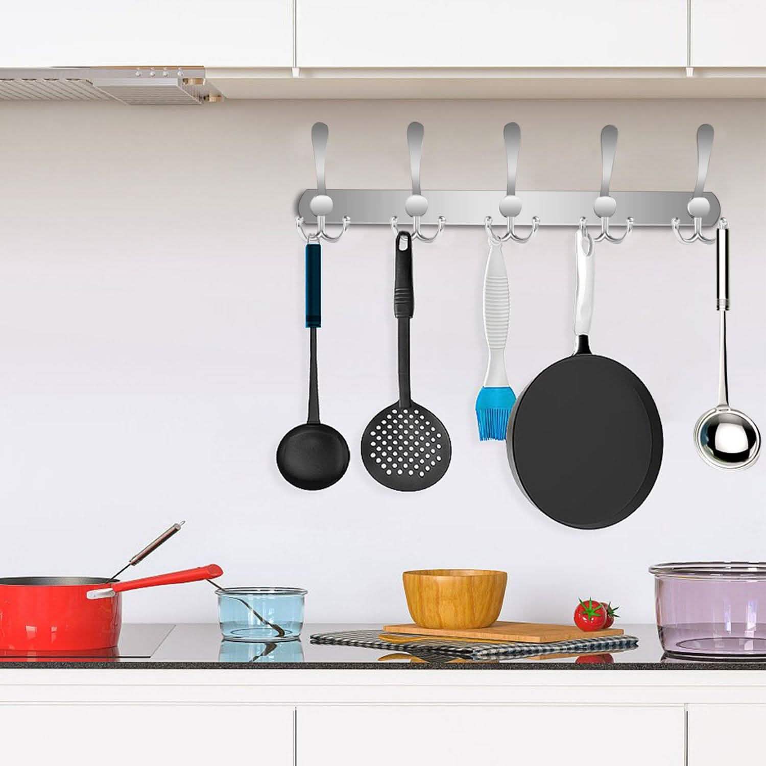 Wall Mount Coat 15 Hooks Stainless Steel Clothes Hanger Rack Storage & Organization - Tophatter Daily Deals