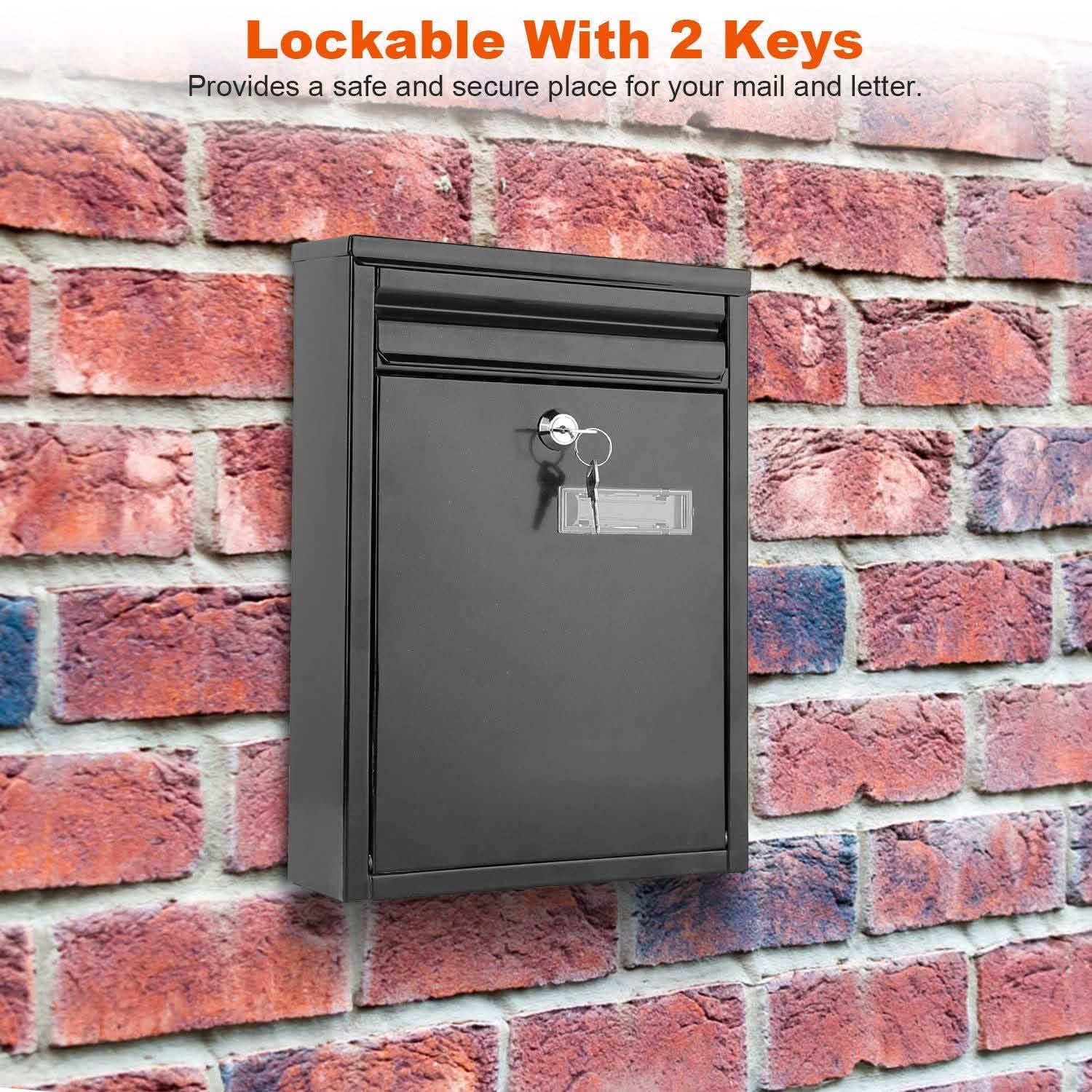 Wall Mount Mailbox Lockable Galvanized Iron Letter Post Box Home Improvement - Tophatter Daily Deals
