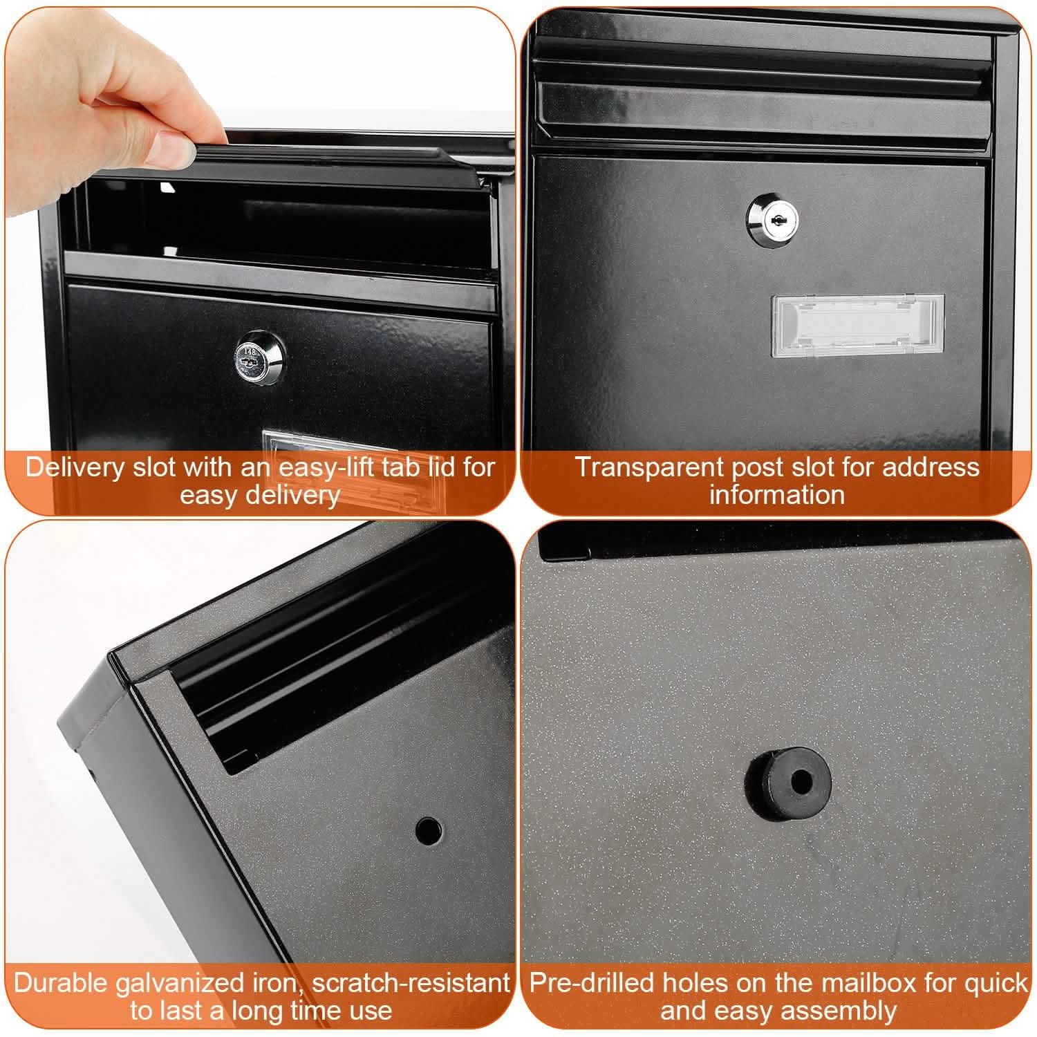 Wall Mount Mailbox Lockable Galvanized Iron Letter Post Box Home Improvement - Tophatter Daily Deals