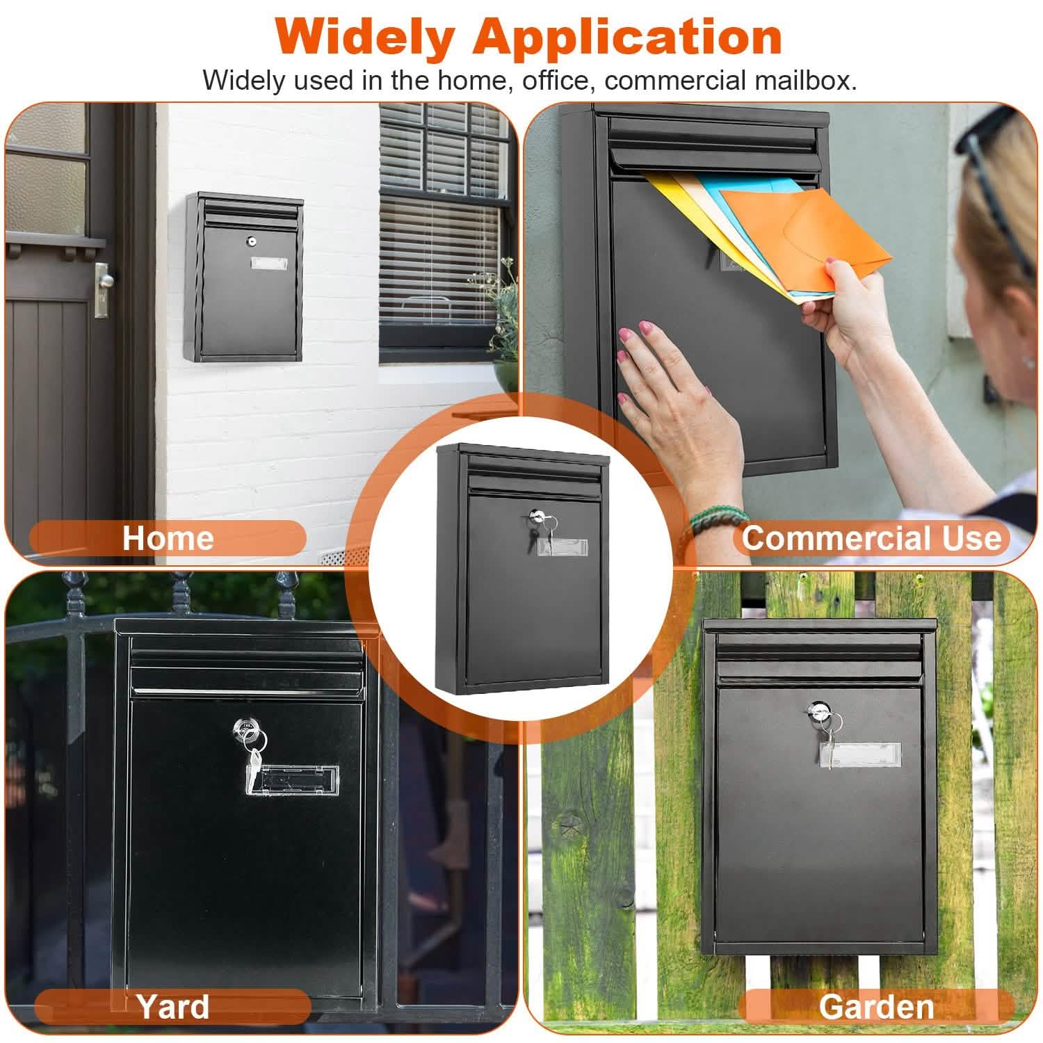 Wall Mount Mailbox Lockable Galvanized Iron Letter Post Box Home Improvement - Tophatter Daily Deals