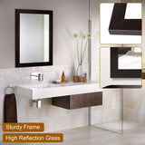Wall Mount Mirror Wood-Like Frame Rectangle Modern Hanging Mirror Furniture & Decor - Tophatter Daily Deals