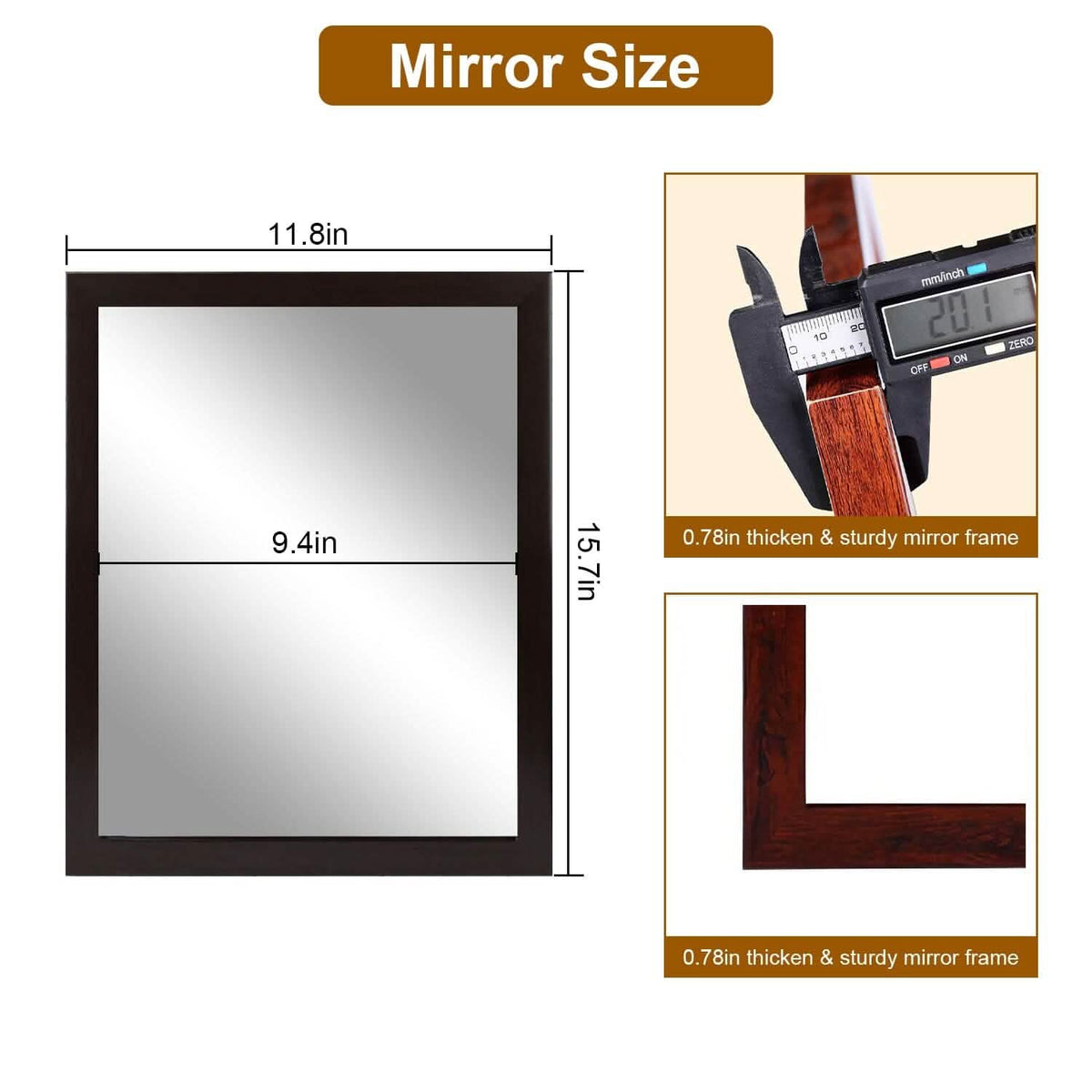 Wall Mount Mirror Wood-Like Frame Rectangle Modern Hanging Mirror Furniture & Decor - Tophatter Daily Deals