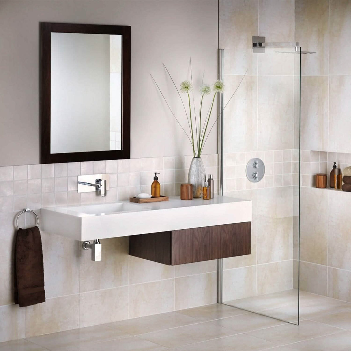 Wall Mount Mirror Wood-Like Frame Rectangle Modern Hanging Mirror Furniture & Decor - Tophatter Daily Deals