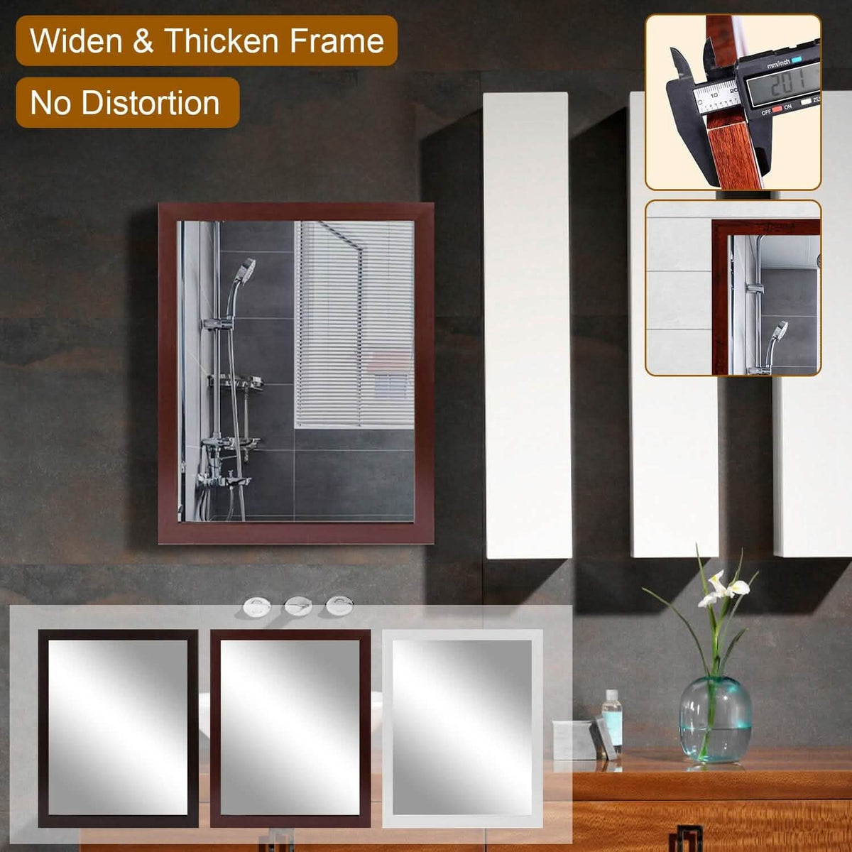 Wall Mount Mirror Wood-Like Frame Rectangle Modern Hanging Mirror Furniture & Decor - Tophatter Daily Deals