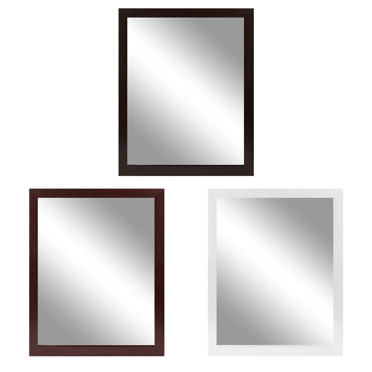 Wall Mount Mirror Wood-Like Frame Rectangle Modern Hanging Mirror Furniture & Decor - Tophatter Daily Deals