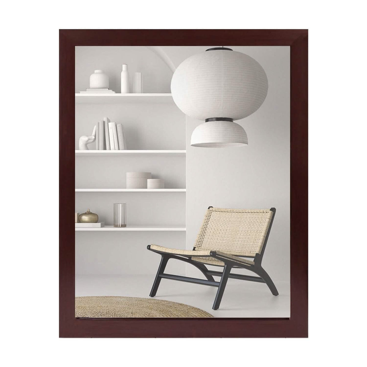 Wall Mount Mirror Wood-Like Frame Rectangle Modern Hanging Mirror Red Furniture & Decor - Tophatter Daily Deals