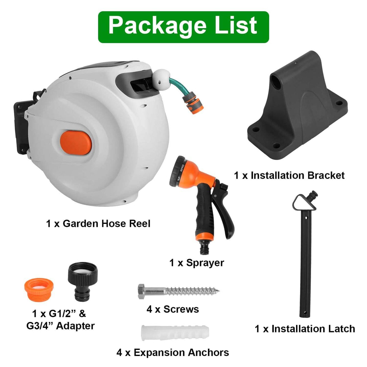 Wall Mounted Automatic Retractable Garden Hose Reel Garden & Patio - Tophatter Daily Deals