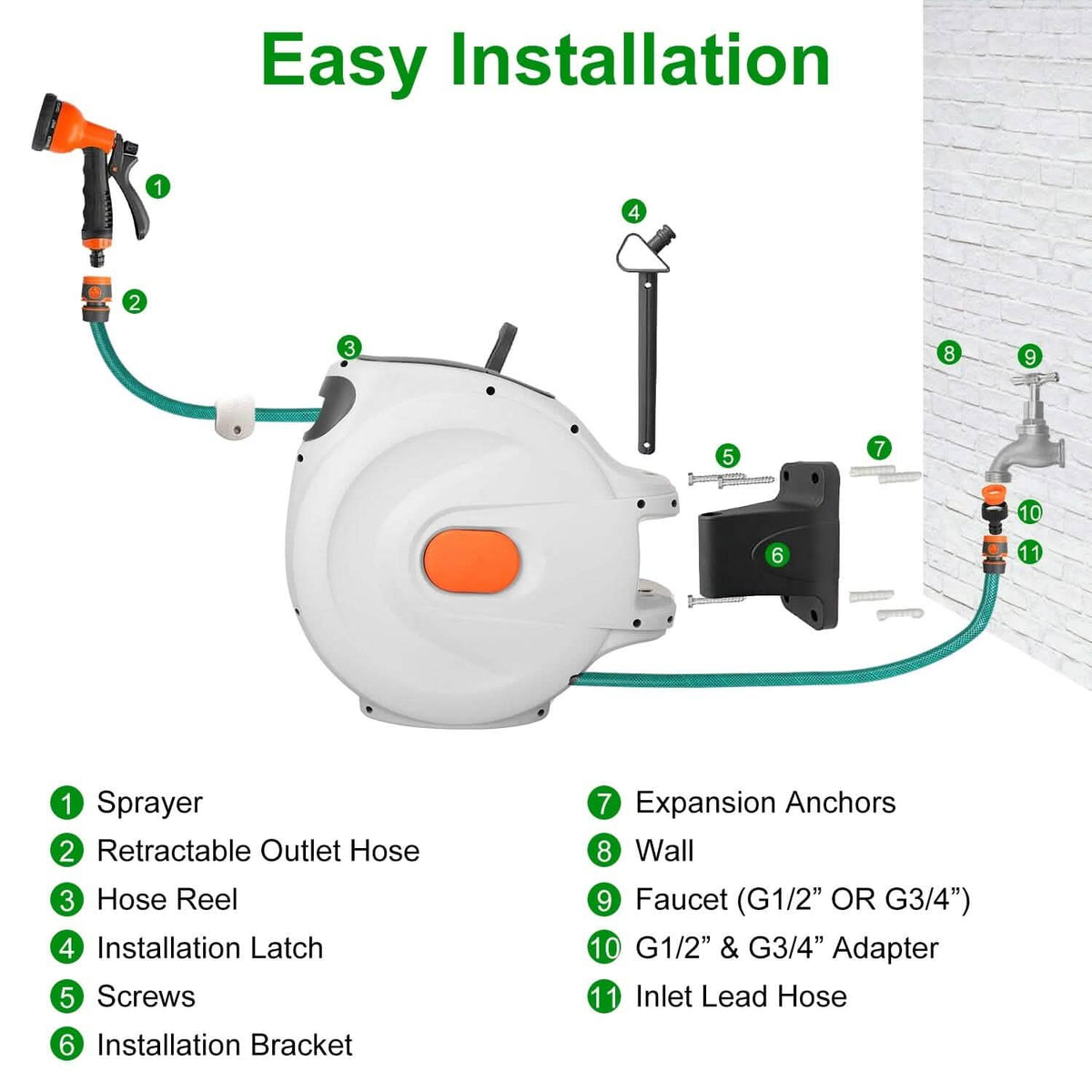 Wall Mounted Automatic Retractable Garden Hose Reel Garden & Patio - Tophatter Daily Deals