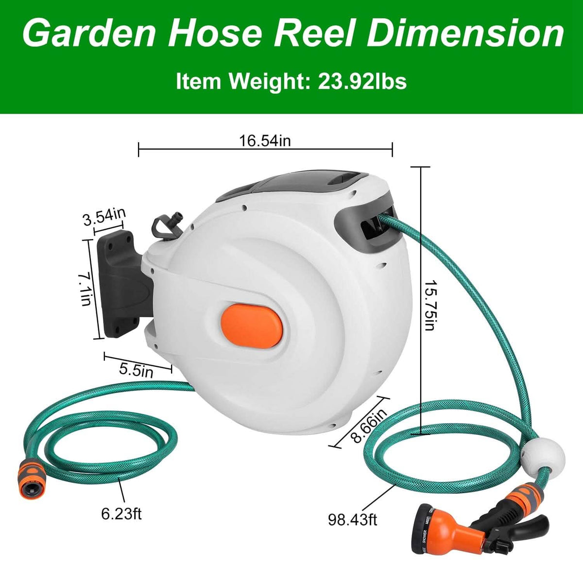 Wall Mounted Automatic Retractable Garden Hose Reel Garden & Patio - Tophatter Daily Deals