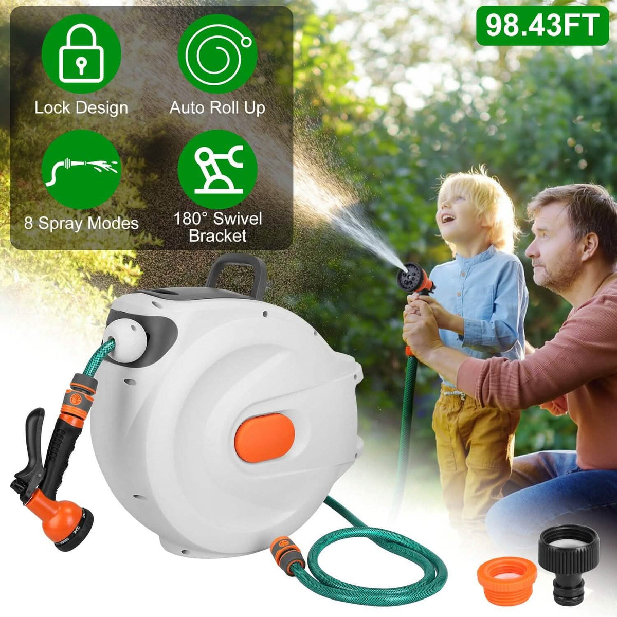 Wall Mounted Automatic Retractable Garden Hose Reel Garden & Patio - Tophatter Daily Deals