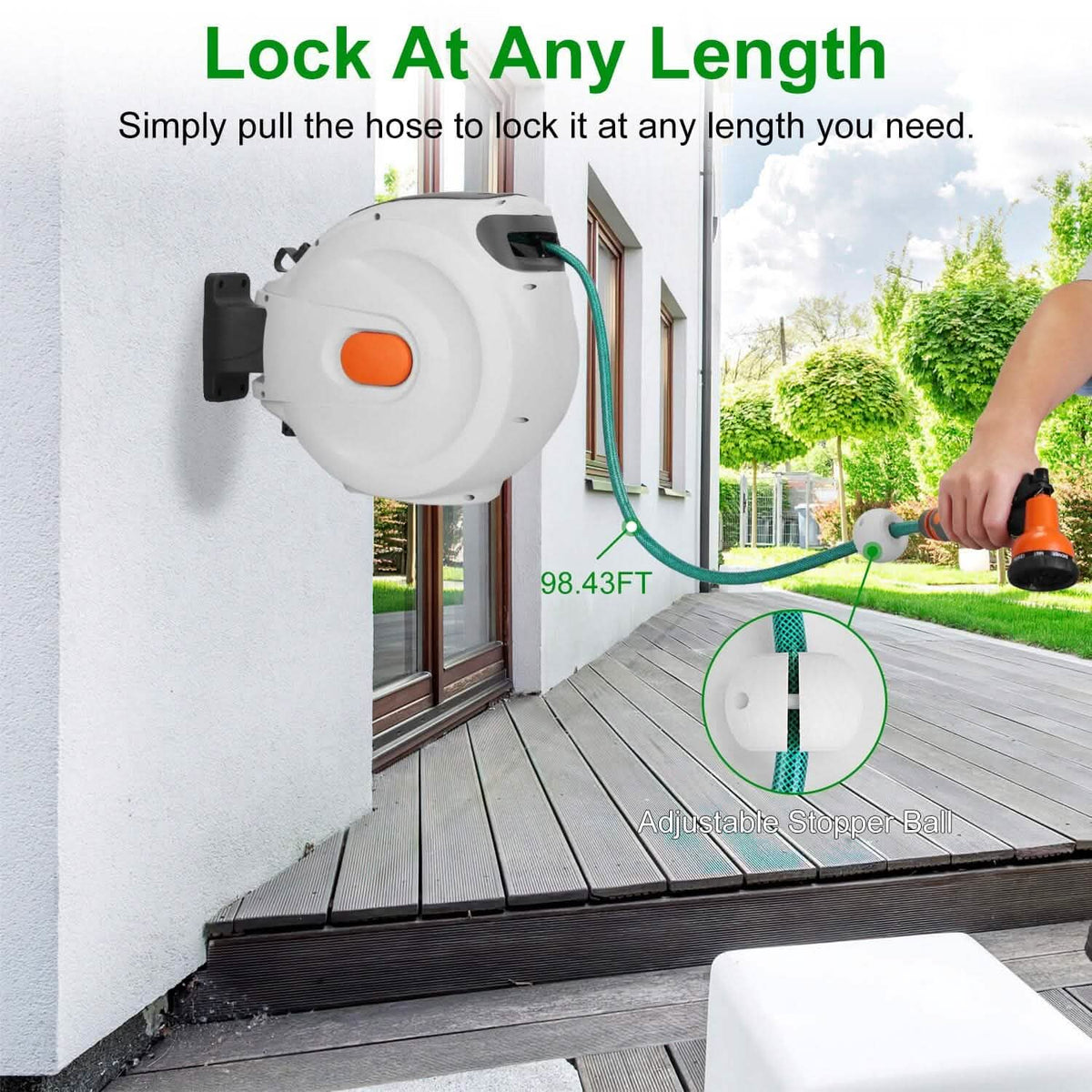 Wall Mounted Automatic Retractable Garden Hose Reel Garden & Patio - Tophatter Daily Deals