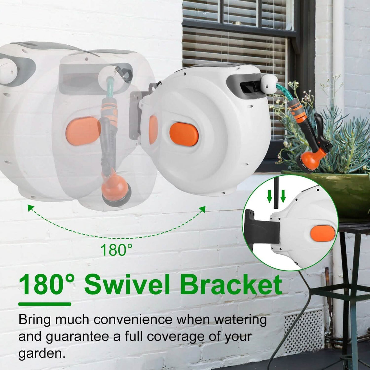 Wall Mounted Automatic Retractable Garden Hose Reel Garden & Patio - Tophatter Daily Deals
