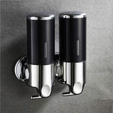 Wall Mounted Bathroom Shower Pump Dispenser Black 2 Chamber Bath - Tophatter Daily Deals