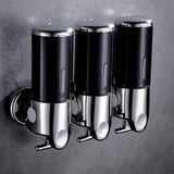 Wall Mounted Bathroom Shower Pump Dispenser Black 3 Chamber Bath - Tophatter Daily Deals